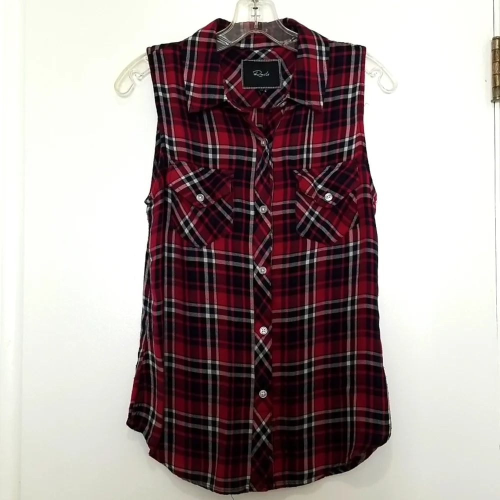 Rails Women's Plaid Sleeveless Button Down Shirt Size XS - Picture 2 of 6